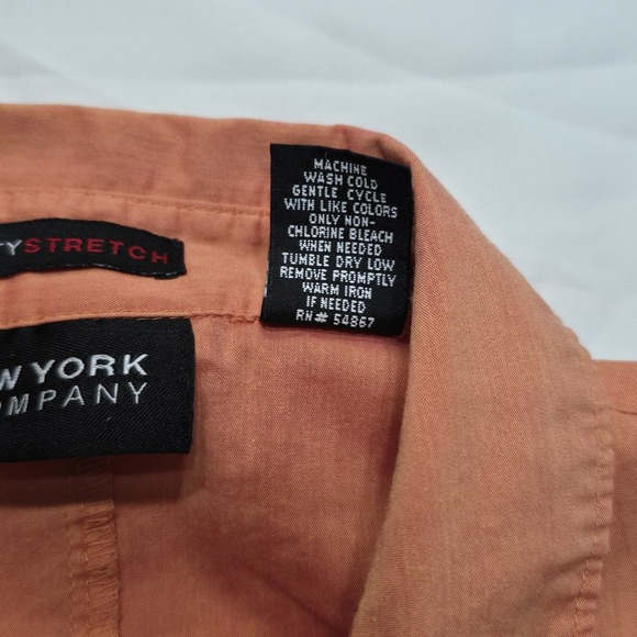New York & Company (NY&C) Womens Size L Button Top Blouse Short Sleeve in Orange - Picture 6 of 12